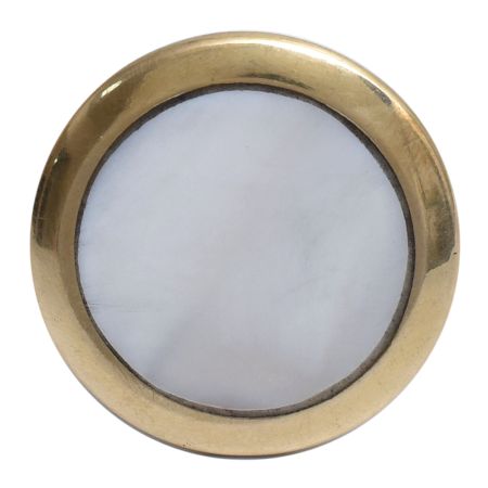 White Shell Brass Dresser Knob